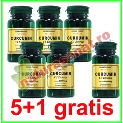 Curcumin C3 Extract 400mg echivalent 8000mg 30 capsule PROMOTIE 5+1 GRATIS - Cosmo Pharm
