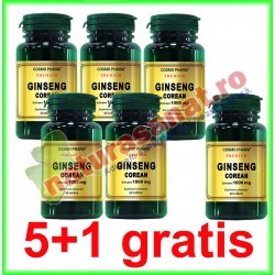 Ginseng Corean (Panax ginseng) 100 mg 60 tablete PROMOTIE 5+1 GRATIS - Cosmo Pharm - www.naturasanat.ro