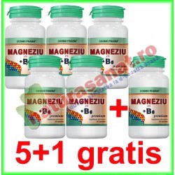 Magneziu 375+B6 Premium Formula 30 tablete PROMOTIE 5+1 GRATIS - Cosmo Pharm - www.naturasanat.ro
