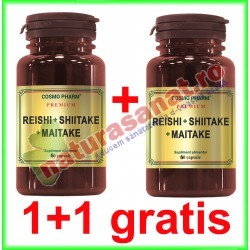Reishi + Shiitake + Maitake 60 capsule PROMOTIE 1+1 GRATIS - Cosmo Pharm - www.naturasanat.ro