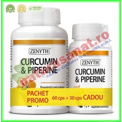 Curcumin & Piperine 500 mg PROMOTIE 60+30 capsule GRATIS - Zenyth - www.naturasanat.ro