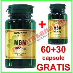MSM ( Metilsulfonilmetan ) 1000 mg PROMOTIE 60+30 tablete GRATIS - Cosmo Pharm - www.naturasanat.ro