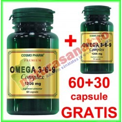 Omega 3-6-9 Complex 1206 mg PROMOTIE 60+30 capsule GRATIS - Cosmo Pharm - www.naturasanat.ro