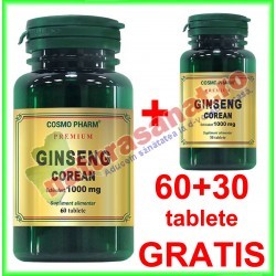 Ginseng Corean (Panax ginseng) 100 mg PROMOTIE 60+30 tablete - Cosmo Pharm - www.naturasanat.ro