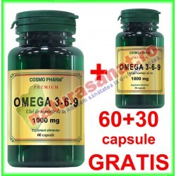 Omega 3-6-9 Ulei de In 1000 mg PROMOTIE 60+30 capsule GRATIS - Cosmo Pharm - www.naturasanat.ro