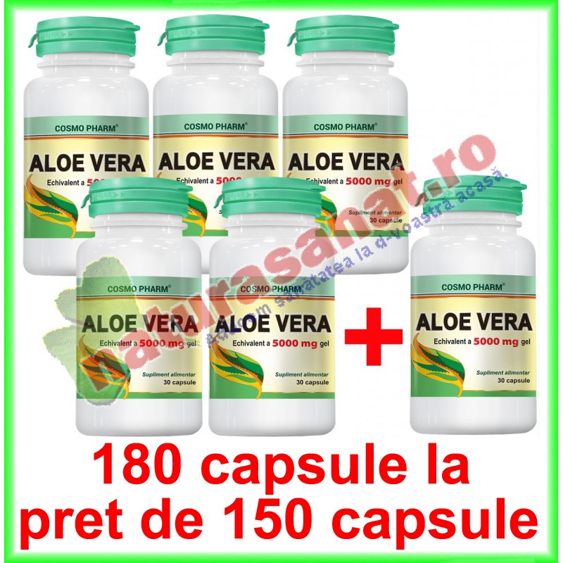 Aloe Vera PROMOTIE 180 capsule la pret de 150 capsule - Cosmo Pharm