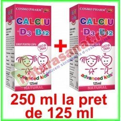 Calciu cu Vitaminele D3 si B12 Sirop PROMOTIE 250 ml la pret de 125 ml - Cosmo Pharm - www.naturasanat.ro