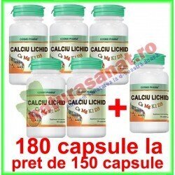 Calciu Lichid PROMOTIE 180 capsule la pret de 150 capsule - Cosmo Pharm - www.naturasanat.ro