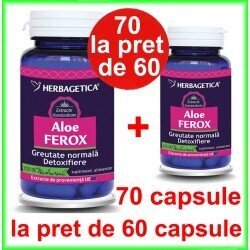 Aloe Ferox PROMOTIE 70 capsule la pret de 60 capsule - Herbagetica - Herbagetica