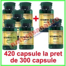 Vitamina D3 2000 UI PROMOTIE 420 capsule la pret de 300 capsule - Cosmo Pharm - www.naturasanat.ro