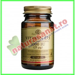 Vitamina D3 1000 UI (25 µg) 90 tablete - Solgar- www.naturasanat.ro