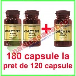 Cordyceps Extract 300mg PROMOTIE 180 capsule la pret de 120 capsule - Cosmo Pharm - www.naturasanat.ro