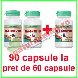 Magneziu 375+B6 Premium Formula PROMOTIE 90 capsule la pret de 60 tablete - Cosmo Pharm - www.naturasanat.ro