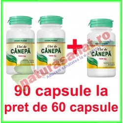 Ulei de Canepa 1000 mg PROMOTIE 90 capsule la pret de 60 capsule - Cosmo Pharm - www.naturasanat.ro