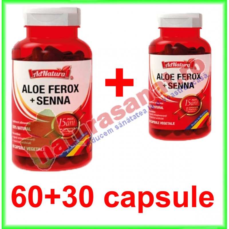 Aloe Ferox + Senna PROMOTIE 90 capsule la pret de 30 capsule - Ad Natura / Ad Serv - www.naturasanat.ro