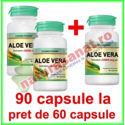 Aloe Vera PROMOTIE 90 capsule la pret de 60 capsule - Cosmo Pharm - www.naturasanat.ro