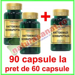 Nattokinaza Serrapeptaza PROMOTIE 90 capsule la pret de 60 capsule - Cosmo Pharm - www.naturasanat.ro