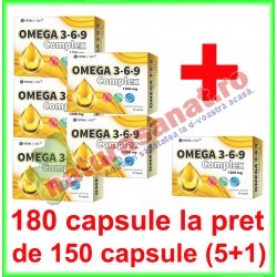 Omega 3-6-9 Complex 1206 mg PROMOTIE 180 capsule la pret de 150 capsule (5+1) - Cosmo Pharm - www.naturasanat.ro