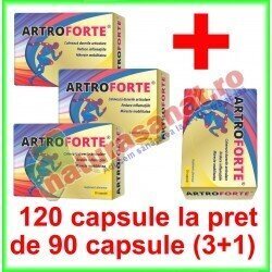 Artro Forte (Artroforte) PROMOTIE 120 capsule la pret de 90 capsule (3+1) - Cosmo Pharm - www.naturasanat.ro - 0722737992