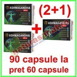 Ashwagandha KSM-66 PROMOTIE 90 capsule la pret de 60 capsule vegetale - Cosmo Pharm - www.naturasanat.ro