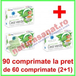Ceai Verde PROMOTIE 90 comprimate la pret de 60 comprimate (2+1) - Helcor - www.naturasanat.ro - 0722737992