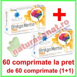 Ginkgo Memo Max PROMOTIE 60 comprimate la pret de 30 comprimate (1+1) - Helcor - www.naturasanat.ro - 0722737992