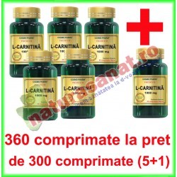 L-Carnitina 1000 mg PROMOTIE 360 comprimate la pret de 300 comprimate (5+1) - Cosmo Pharm - www.naturasanat.ro