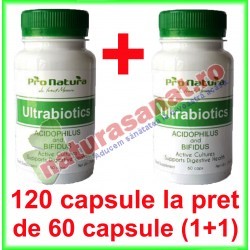Ultrabiotics PROMOTIE 120 capsule la pret de 60 capsule (1+1) - Medica Farmimpex - www.naturasanat.ro