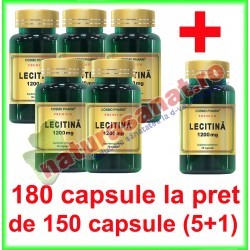 Lecitina Premium 1200 mg PROMOTIE 180 capsule la pret de 150 capsule (5+1) - Cosmo Pharm - www.naturasanat.ro
