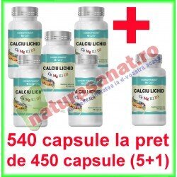 Calciu Lichid PROMOTIE 540 capsule la pret de 450 capsule (5+1) - Cosmo Pharm - www.naturasanat.ro