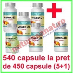 Vitamina D3 4000 UI PROMOTIE 540 capsule la pret de 450 capsule (5+1) - Cosmo Pharm - www.naturasanat.ro