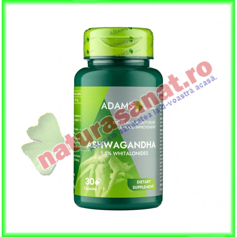 Ashwagandha 400 mg 30 capsule vegetale - Adams Vision - www.naturasanat.ro