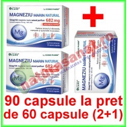 Magneziu Marin Natural PROMOTIE 90 capsule la pret de 60 capsule (2+1) - Cosmo Pharm - www.naturasanat.ro